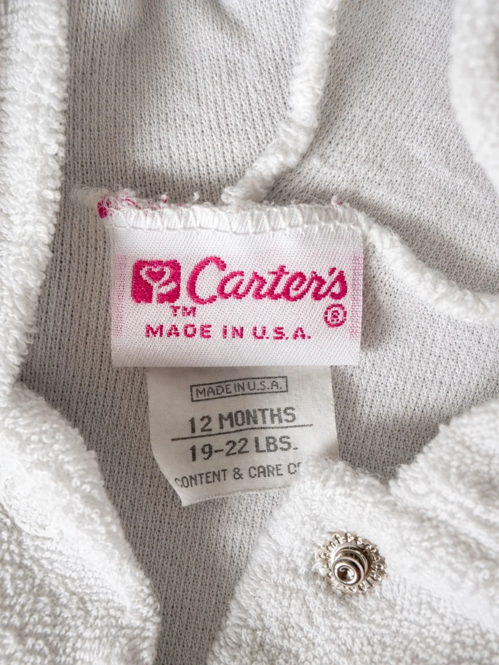 Vintage Carter’s Baby White Lace Hooded Jacket – Size 12M
